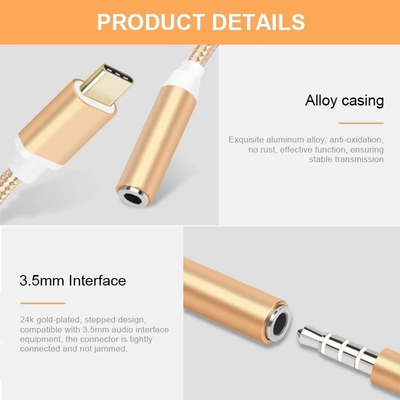 Type C To 3 5mm AUX Adapter Cable For Samsung Note10 Adaptateur Headphone Audio Splitter For Huawei Mate 30 Pro Adaptador Tipo C
