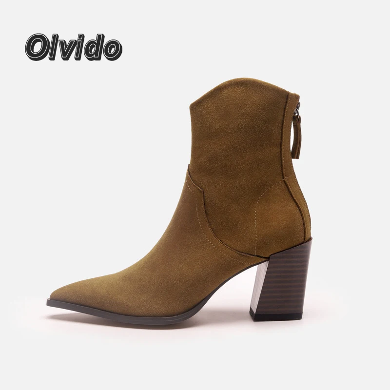 Женские Ботильоны на каблуке Za коричневые Винтажные ботинки молнии Осень-зима 2019