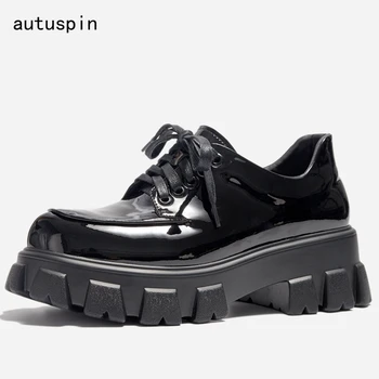 

Four Season Woman Casual Chunky Flat Shoes Female 2020 Newest Lace Up Round Toe Platform Flats Street Trend Walking Shoes Woman