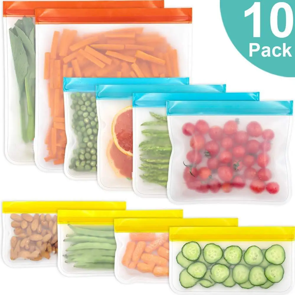 Stand-Up Reusable Gallon Freezer Bags (1 Gallon, Set of 4) - Leakproof  Ziplock Reusable Storage Bags for Sandwich, Snack, Meat, Vegetables, Fruit  etc.