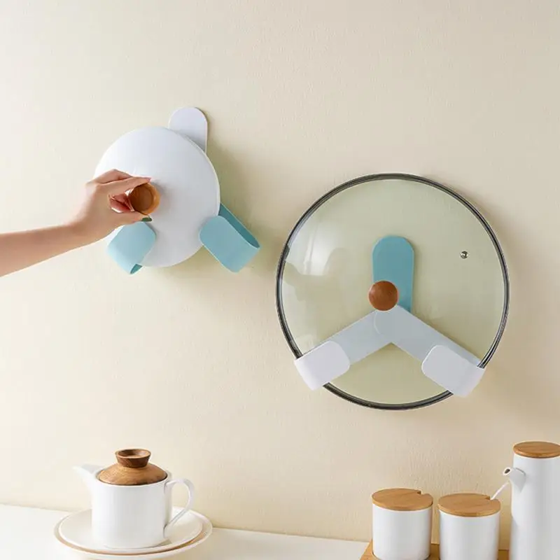 White/Blue Free-punch Pot Cover Rack Cutting Board Storage Wall-mounted Kitchen Supplies To Put | Дом и сад