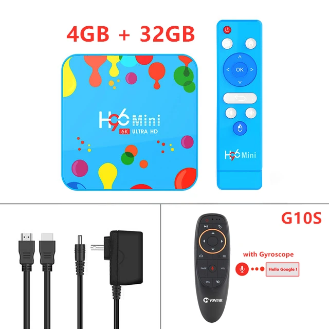 4G 32G G10S H96 Mini H6 Android 9,0 4 Гб ram 12 Гб rom tv Box Allwinner H6 четырехрядный 6K 2,4G 5G WiFi BT H96 мини проигрыватель Google Netflix Youtube - Цвет: 4G 32G G10S
