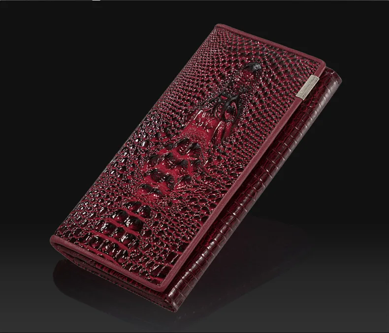 12 цветов, женский кошелек, кошельки для монет, держатели, ПУ кожа, 3D тиснение, Аллигатор, Дамская крокодиловая кожа, длинный клатч