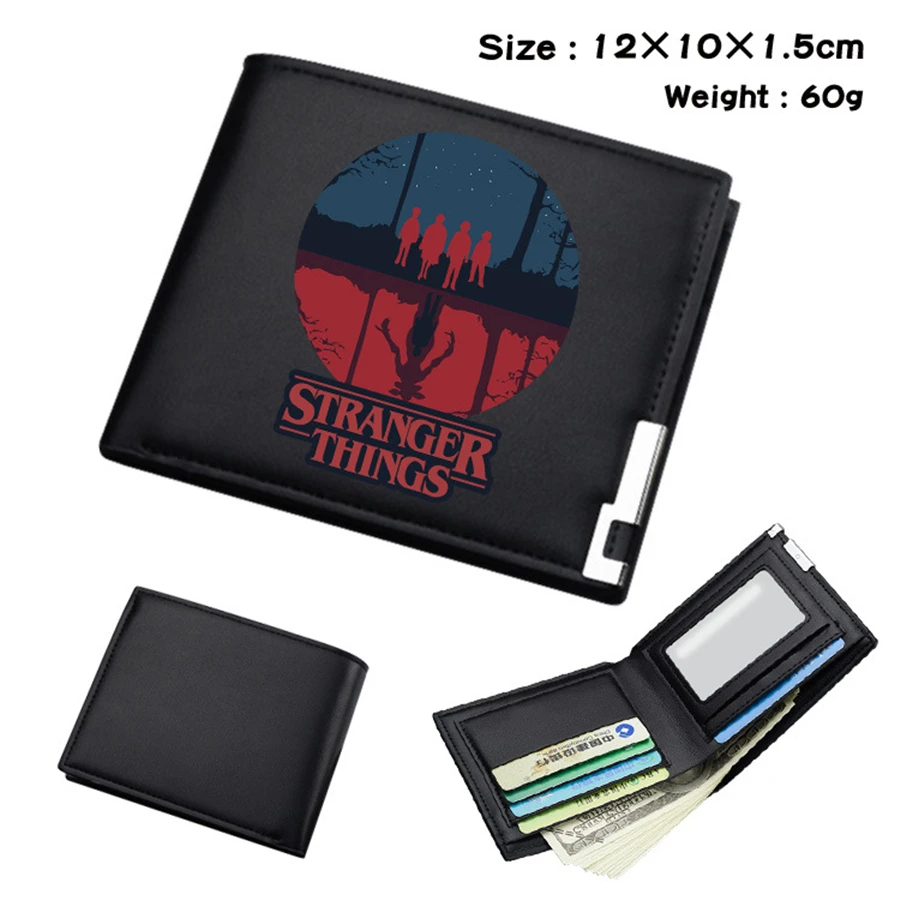 Cute Stranger Things Black PU Wallet Men's Bifold Photo Card Holder Boys Girls Teenager Leather Cosplay Casual Purses Gifts - Цвет: D