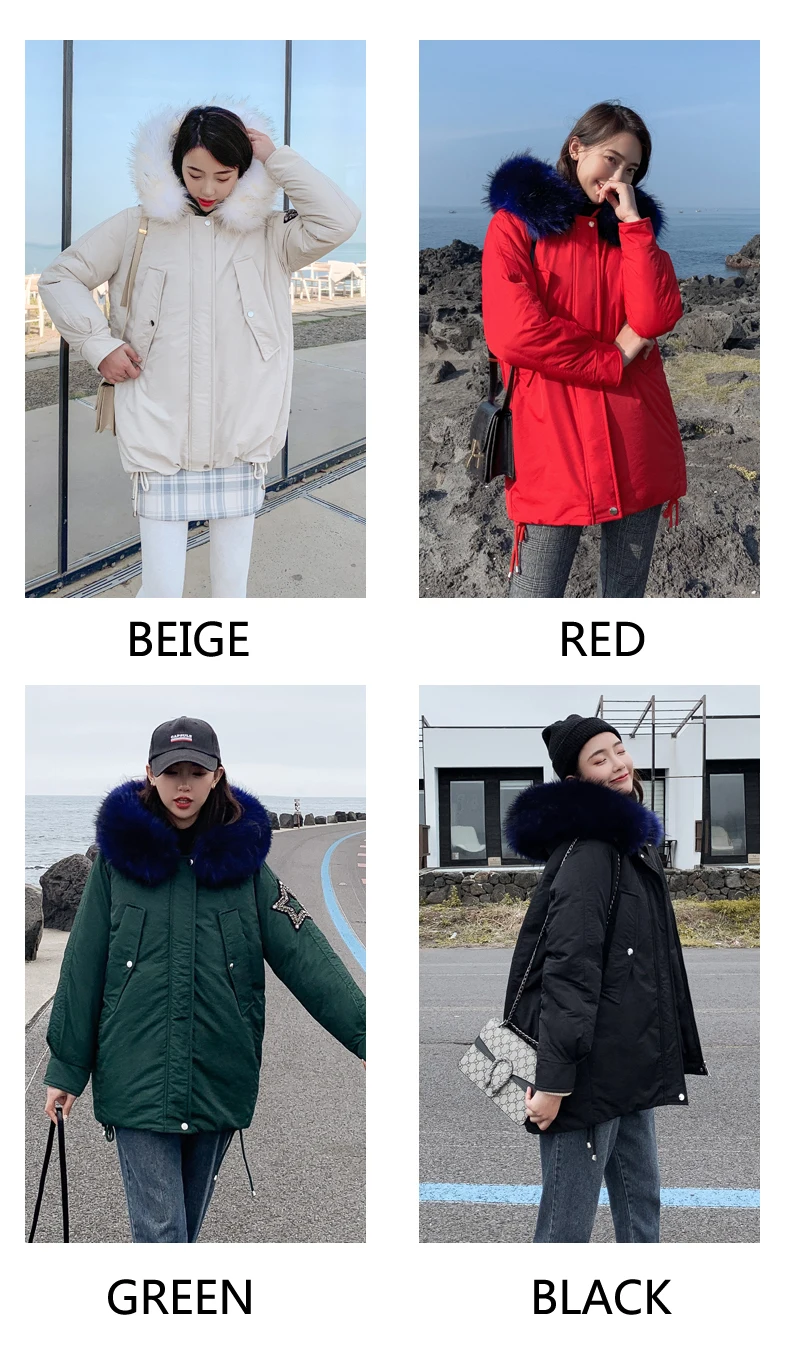 Women Winter Jacket Big Fur Collar Fashion Outerwear Ladies High Quality Casual Parkas Outdoor Warm Coat Female Jacket