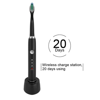 

Electric Toothbrush With Wireless Charge Station 20 Days Use Long Battery Life Acoustic Wave IPX7 Waterproof