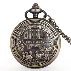 Дропшиппинг Мужские кварцевые старинные карманные часы Техасский салон бронзовая подвеска карманное ожерелье часы с брелоком цепочка