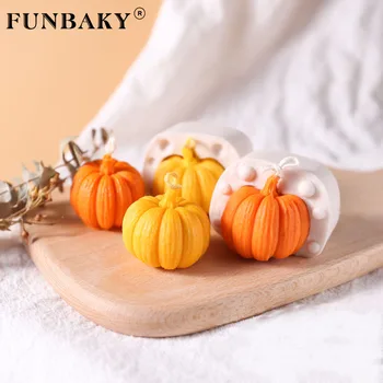 

FUNBAKY DIY Scented Candle Mold Creative Halloween Pumpkin Candle Decoration Silicone Plaster Candle Moulds