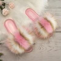 Zapatillas esponjosas de piel auténtica para mujer, chanclas con diamantes de imitación de cristal para verano, sandalias de gelatina de piel