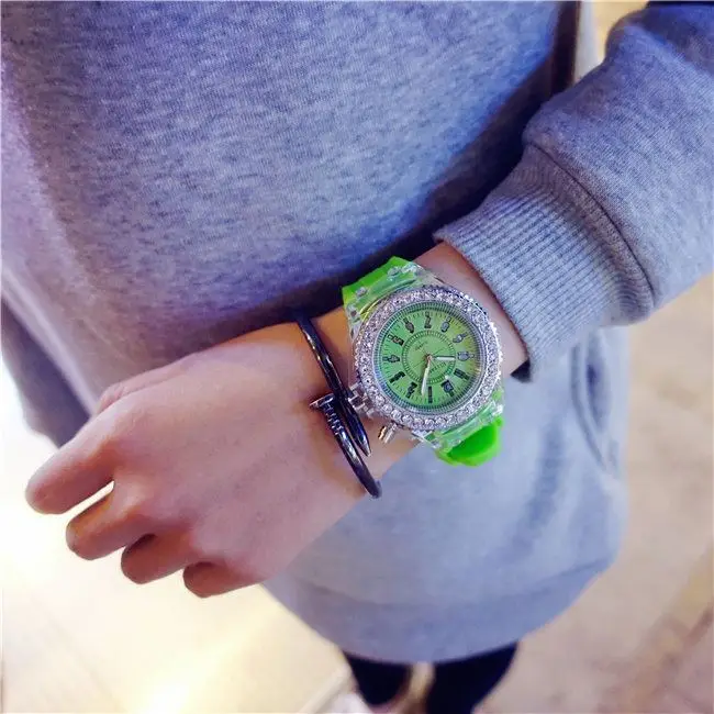 Relogio masculino светодиодная светящаяся вспышка часы с подсветкой для любителей студентов часы wo Мужские часы Мужские легкие наручные часы reloj mujer - Цвет: Зеленый