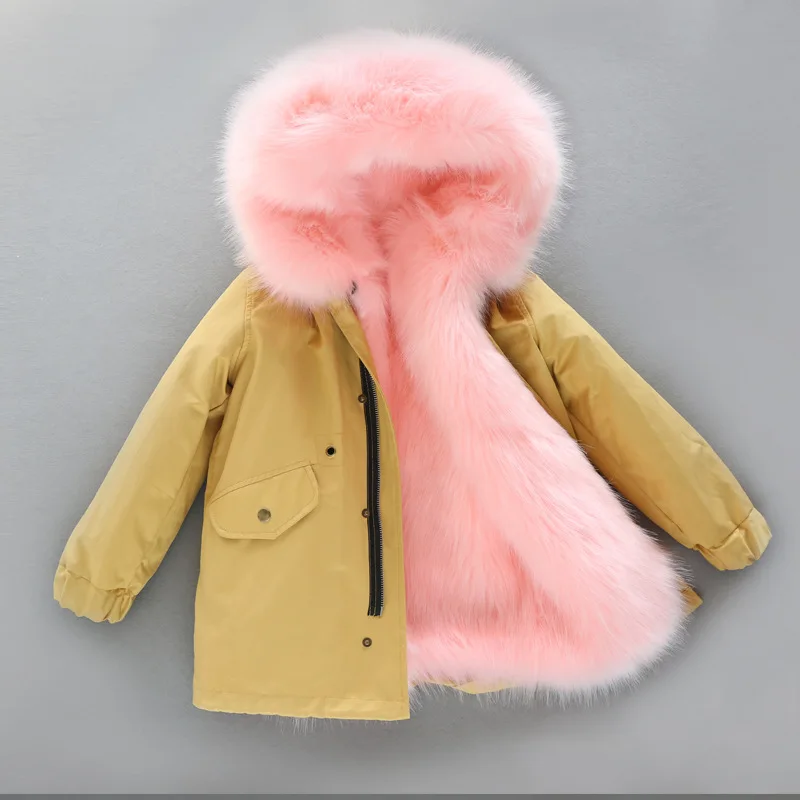 as picture Dollplus/-30 градусов новая одежда для девочек с длинными рукавами, одежда с мехом зимняя куртка теплая детская одежда утепленный пуховик с капюшоном, пальто из искусственного меха подростков верхняя одежда; парка - Цвет: as picture