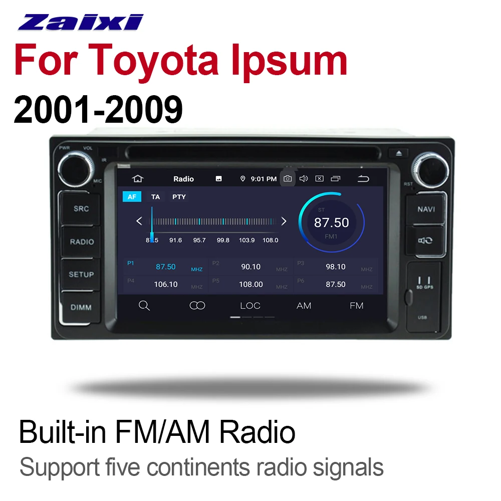 Автомобильный DVD плеер ZaiXi 4 ГБ Android 9 0 для Toyota Ipsum 2001 ~ 2019 мультимедийный GPS
