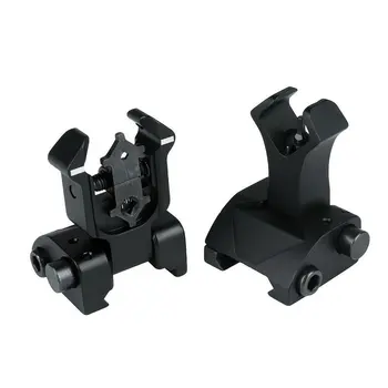 

Tactical AR15 folding flip up front Rear Sight iron Sight set dual Diamond shape BUIS for 20mm rail Handguard mount