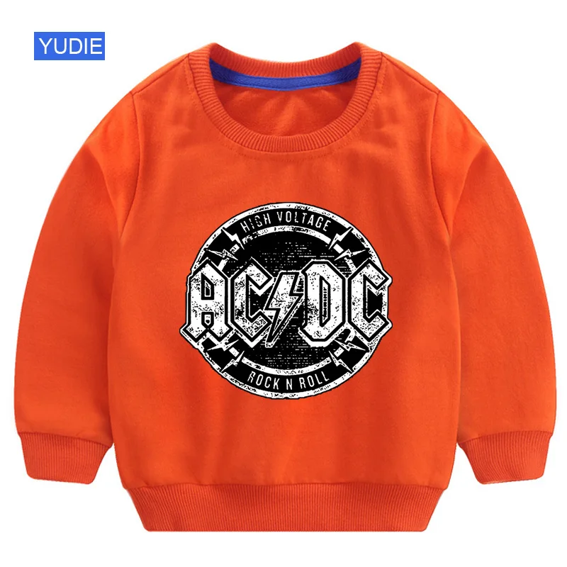 Свитер для мальчиков; белый осенний свитер для детей; ACDC хлопковый пуловер; пуловер с принтом; топы Для детей-подростков; футболка с длинными рукавами