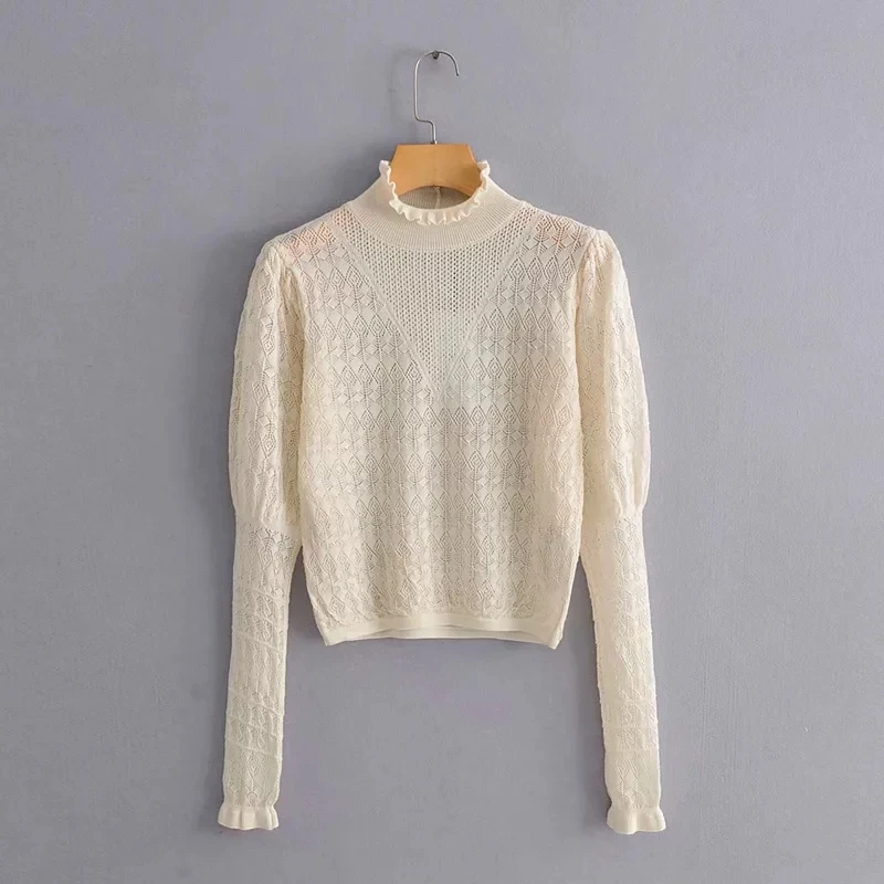 Продажа Увядшие осенние свитера 2019 Женские Английские офисные женские Простые открытые кружевные сексуальные базовые вязаные свитера женские пул...