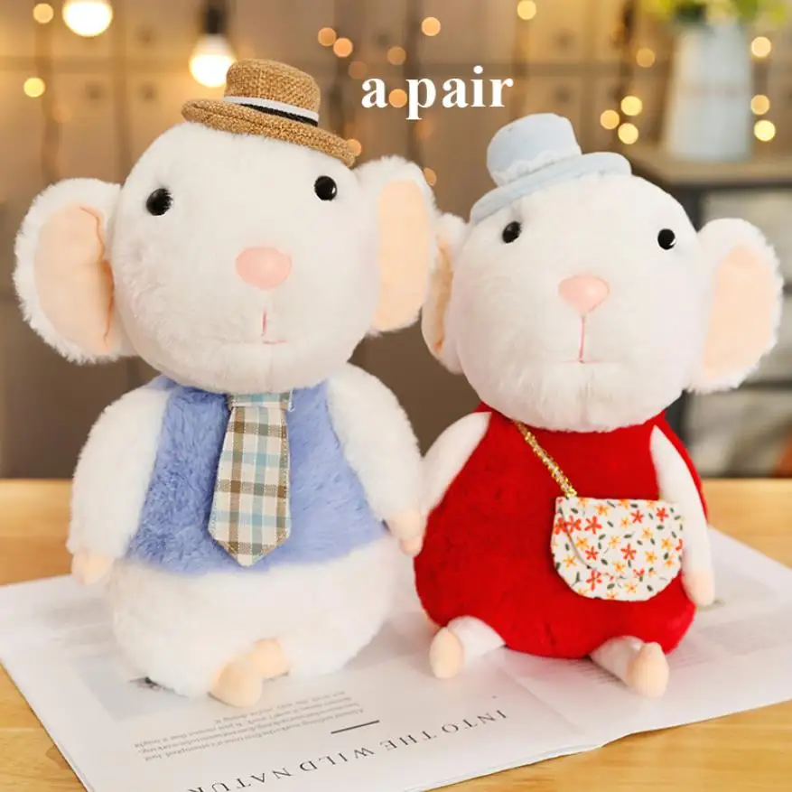 1 шт. 28 см kawaii пара мышь плюшевые игрушки мягкие животные крыса Куклы прекрасные игрушки для детей украшение дома подарки на день рождения - Цвет: a pair