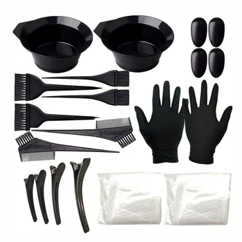 

22 Pcs/set Hairdressing Dyeing Kit Disposable Shower Hat Shawl Gloves Ear Cap Mixing Bowl Brushes Hair Dyeing Tool Set