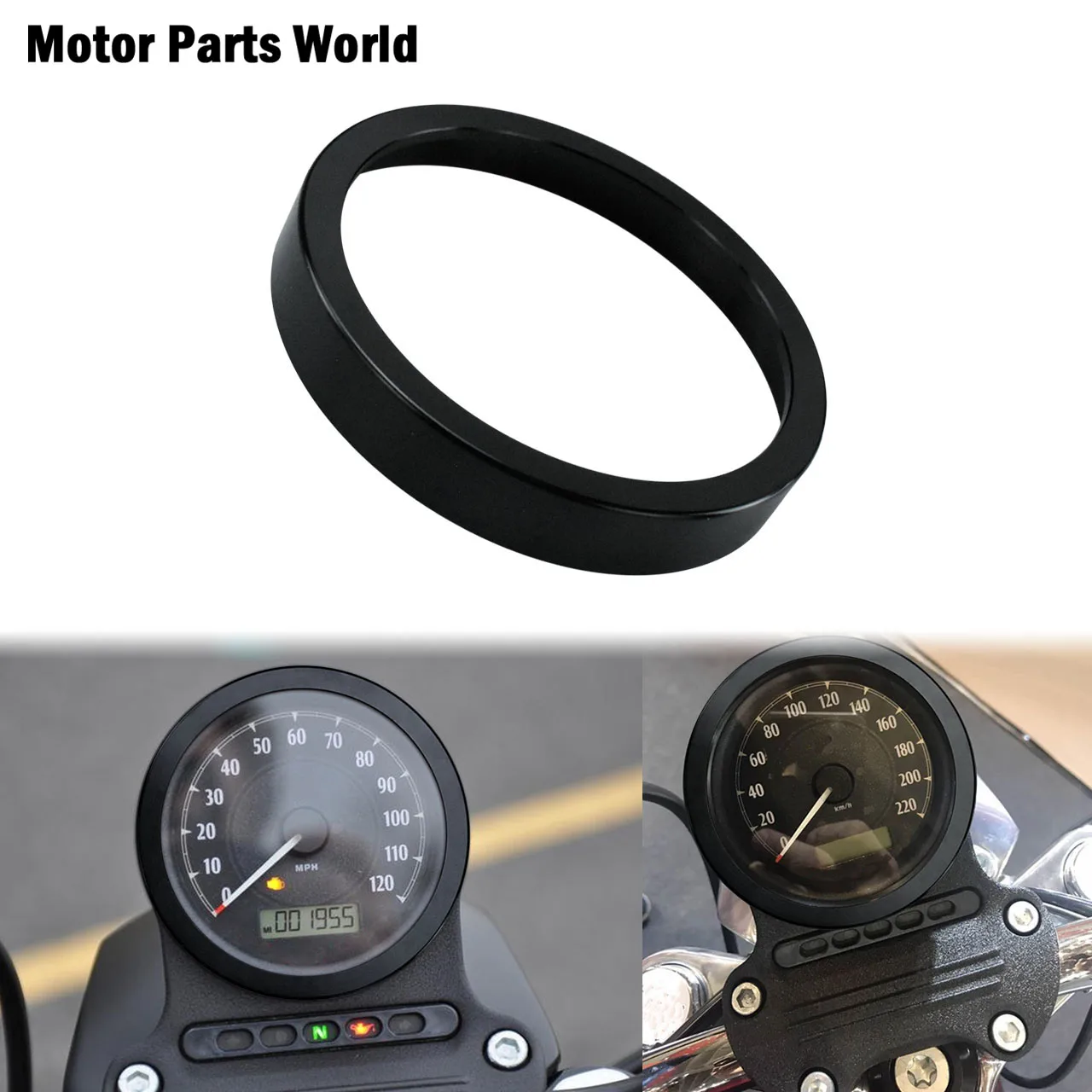 1Pc Motorcycle Black Speedometer Ring Trim Bezel Cover CNC Cut For Harley Dyna Stree Bob Low Rider Sportster XL883 1200 | Автомобили и