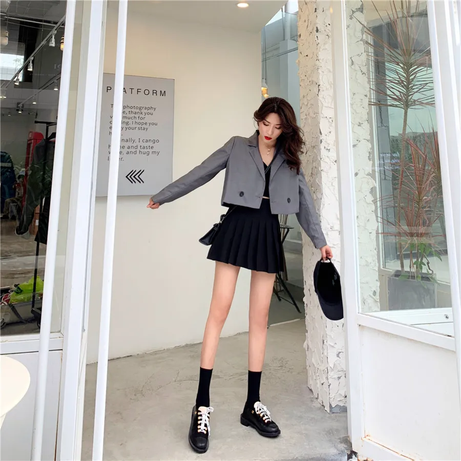 Summer New Style Korean-style Fashion Casual Short Fold-down Collar Suit Jacket Women's Versatile Long Sleeve Elegant Tops