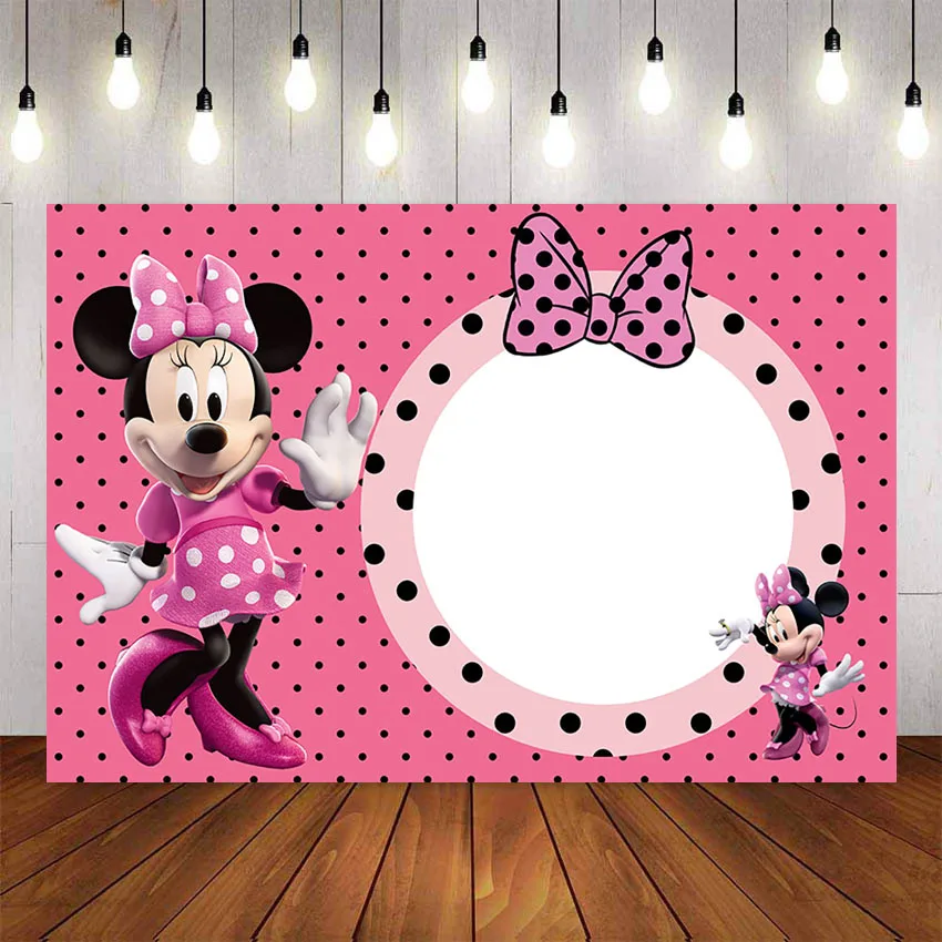 photography Backdrop Pink Bow Minnie Newborn Children Birthday Girls Baby Shower Custom Photo Studio Background Vinyl