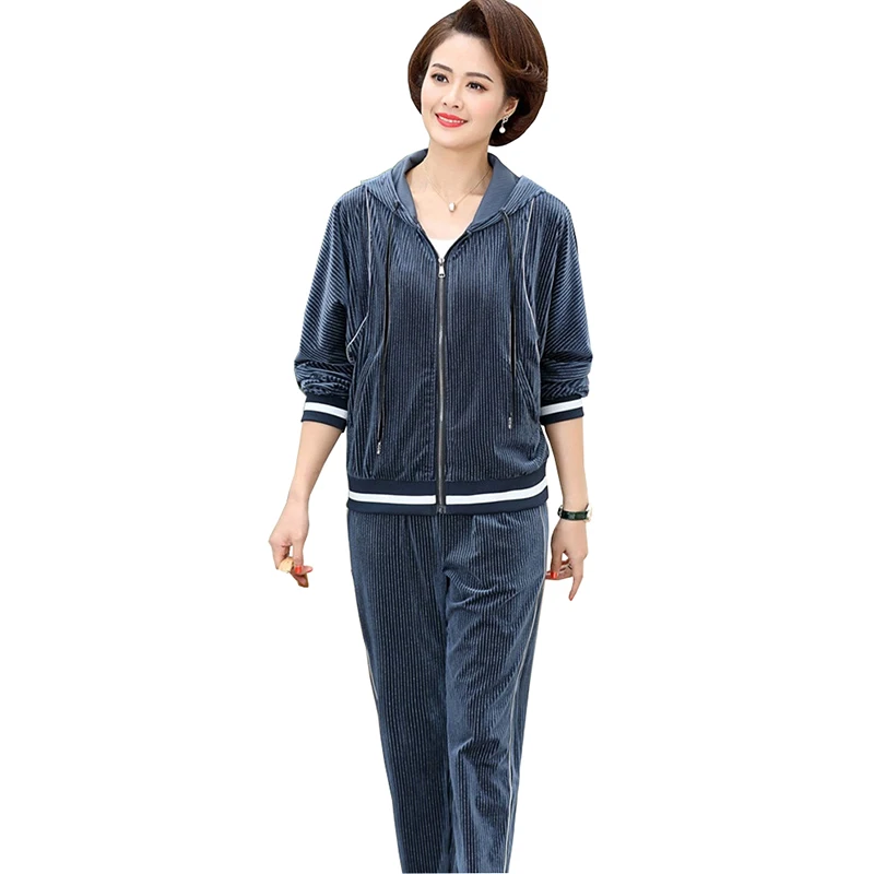 

2022 Fashion Spring Casual Corduroy Two-Piece Set Women Hooded Jacket Top And Elastic Waist Straight Pants Suits 2 Piece Sets