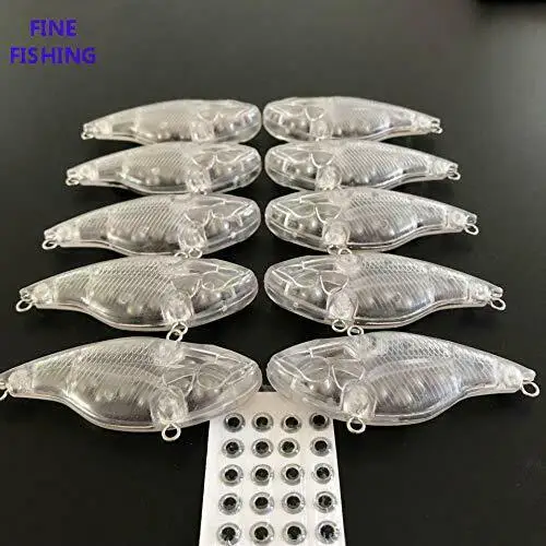 

10pcs Unpainted Crank Bait Fishing Lure Body 3 Inch 3/5 OZ Blank lures 8068