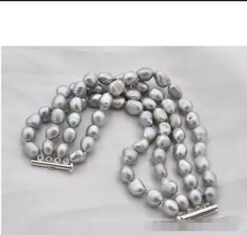 

Free shipping new hot 4strands 8"12mm baroque gray freshwater pearl bracelet