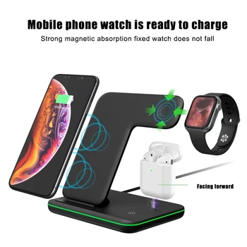 

Mobile Phone Wireless Charger 15W Fast Charging 3 in 1 for Smart Watch Earphone LHB99