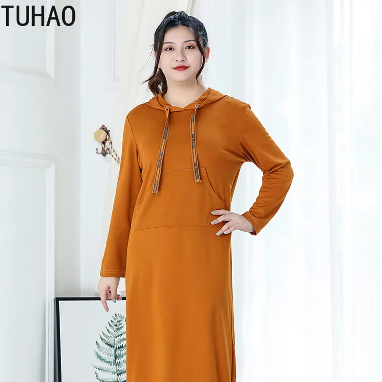 

TUHAO Large Size 7XL 6XL 5XL Women's Long Sleeve Loose Casual Dress for Women Hoodies Sweater Dresses Clothes Autumn Winter WM92