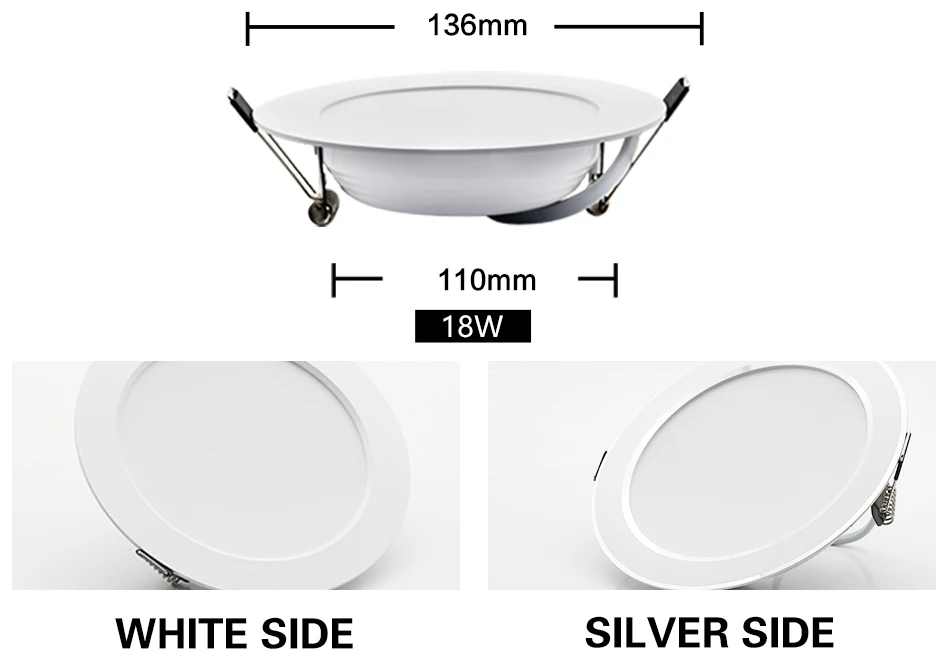 LED Downlight AC 220V 7W 9W 12W 15W 18W Cold Warm Round Recessed Lamp LED Ceiling Light Silver / White Side For Kitchen Bedroom