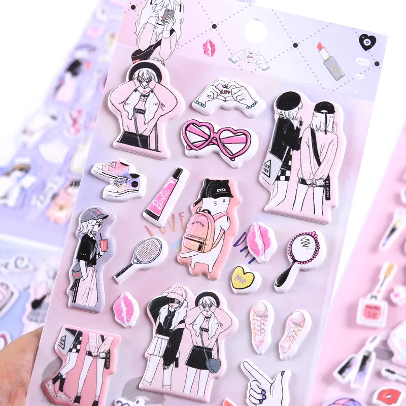 1 комплект/1 партия милые канцелярские модные милые сестры kawaii наклейки для скрапбукинга/note стикер/стикер сообщений/Смешные