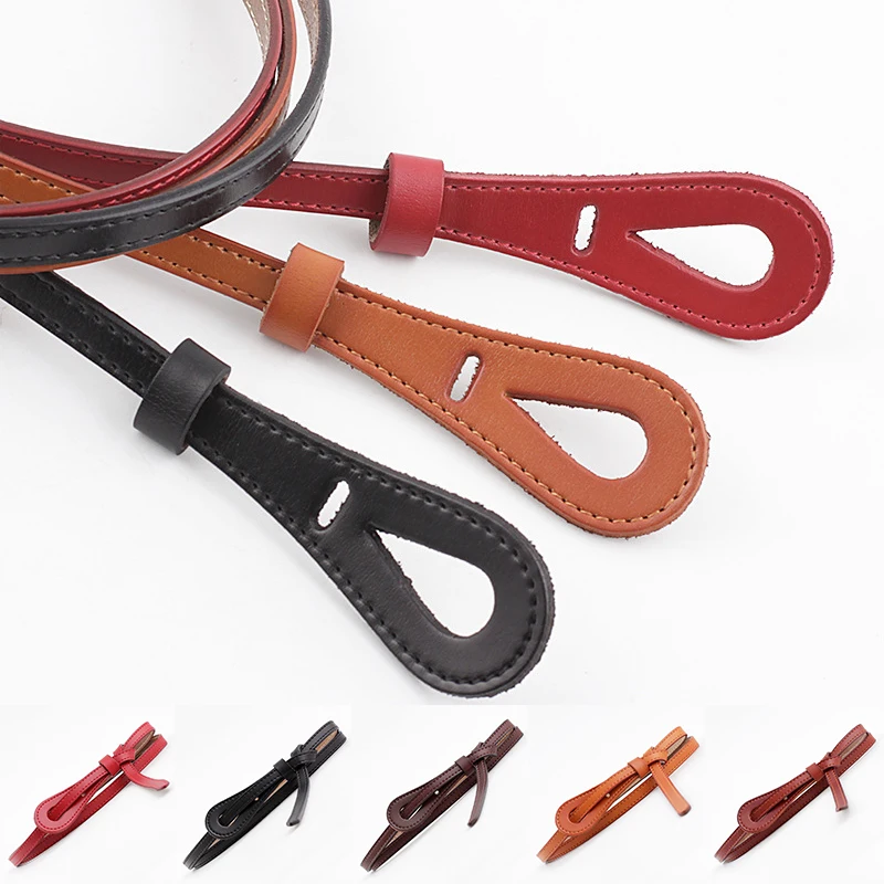 Female Bow Design Thin PU Leather Belt Women Pure Color Girdles Loop