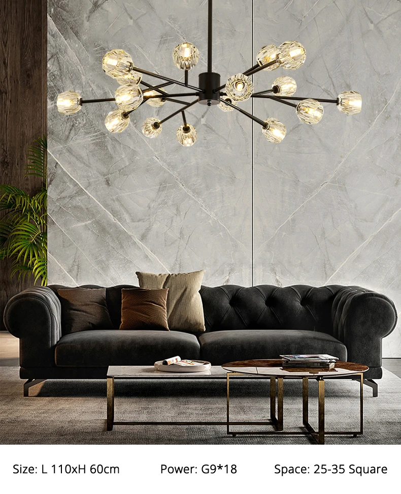 ceiling chandelier Luxury Copper Crystal Led Chandelier Light Lustre Molecular Living Dining Room Indoor Lighting Ceiling Hanging Lamp Home Fixture shell chandelier