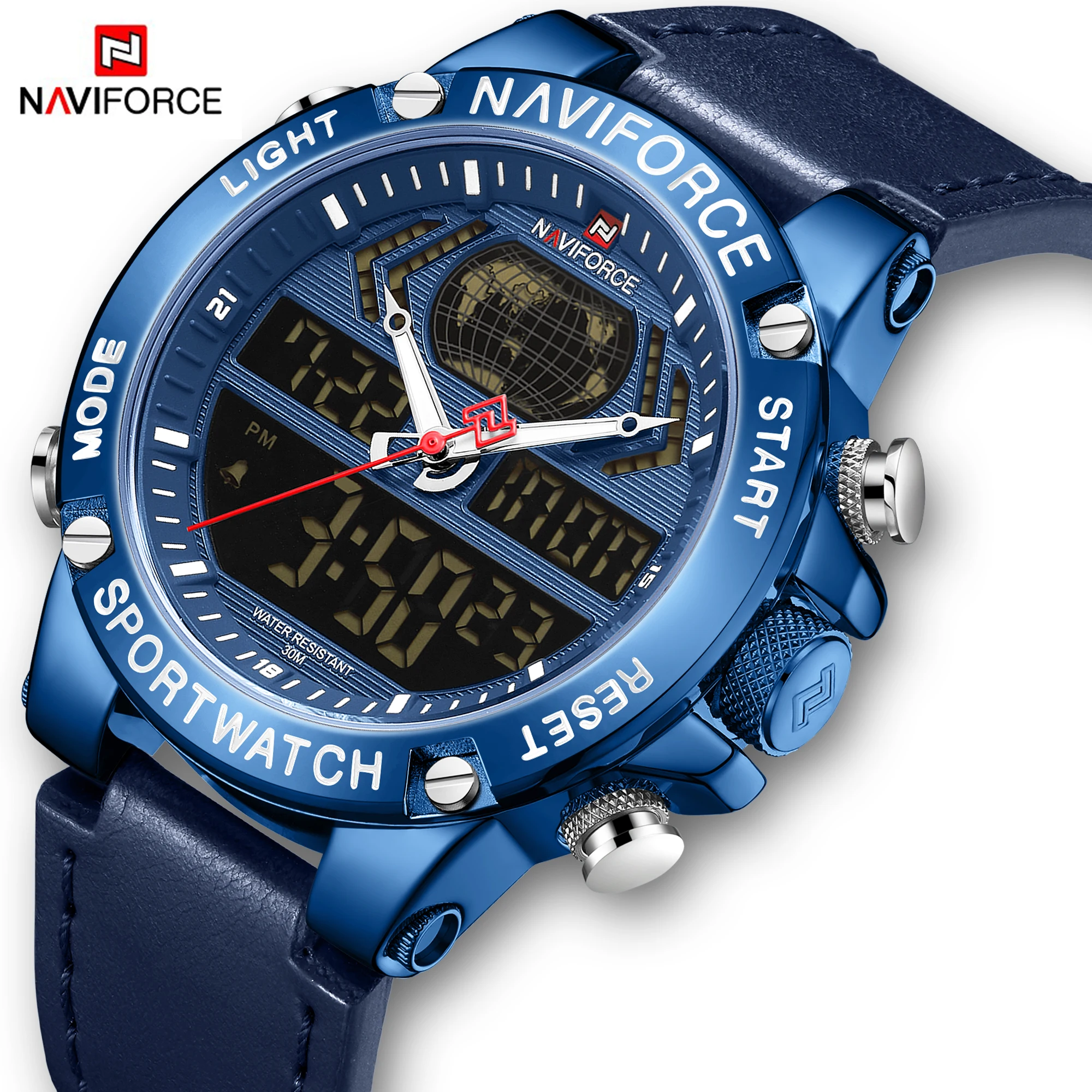 NAVIFORCE Топ люксовый бренд Мужские часы кожаные водонепроницаемые спортивные
