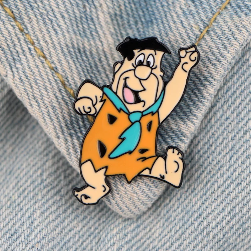 P4234 Dongmanli Flintstones мультфильм креативная металлическая брошь на булавке рюкзак с нашивками сумка воротник булавка ювелирные изделия