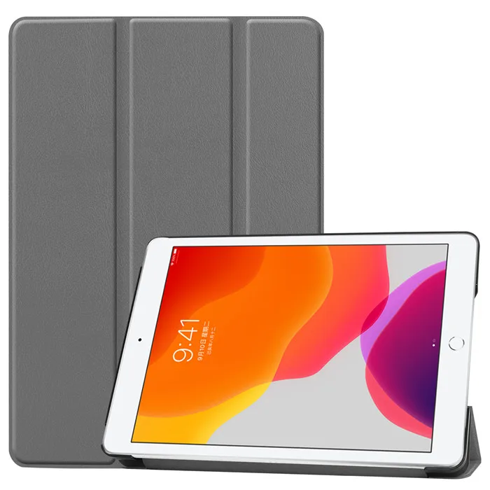 Ультра тонкий чехол для iPad 7th 10,2 чехол с функцией автоматического сна и пробуждения Стенд смарт-чехол для iPad 7th 10,2 дюймов чехол funda - Цвет: gray