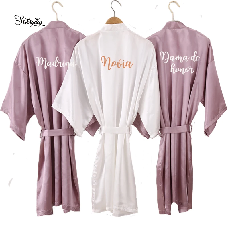Новый Великолепный mauve халат novia Атласный для женщин испанский женитьба hermana de la