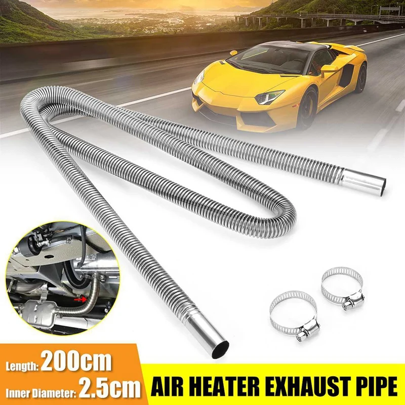 

200cm Car Air Parking Heater Exhaust Pipe with 2 Clamps Fuel Tank Exhaust Pipe Hose Tube for crude oil-Heater