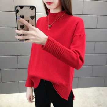 

2020Autumn and winter new all-around high neck sweater women's bottoming sweater twist cover thickened slim knit trend