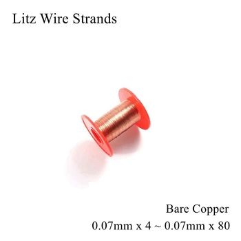

0.07mm x 4 10 14 80 Strand Litz Copper Wire Shares Litz Cable Strands Multi-strand Polyurethane Enameled Copper 0.07