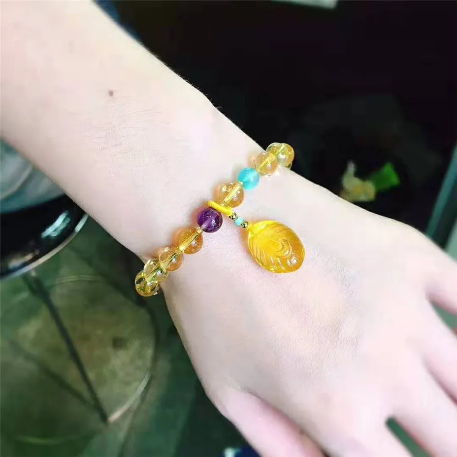 

Genuine Natural Multicoloured Hair Rutilated Quartz Crystal Fashion Lady Bracelets