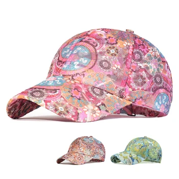 Spring Mesh Baseball Cap Women Floral Breathable Summer Sun Hat Embroidered Outdoor Sport Cap Quick-drying Climbing Hat