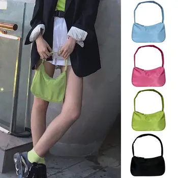 

Vintage Fashion Handbags Women Waterproof Nylon Casual Shoulder Bags For Ladies Brand Small Clutch Underarm Bag Green Blue Black