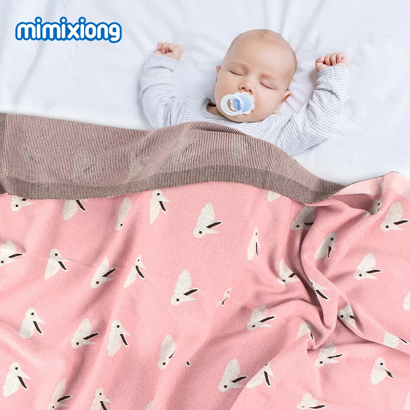 Baby Blankets Knitted Newborn Infant Cartoon Quilts Super Soft Kids Boys Girls Stroller Bed Cover 100*80cm 100% Cotton Knitted