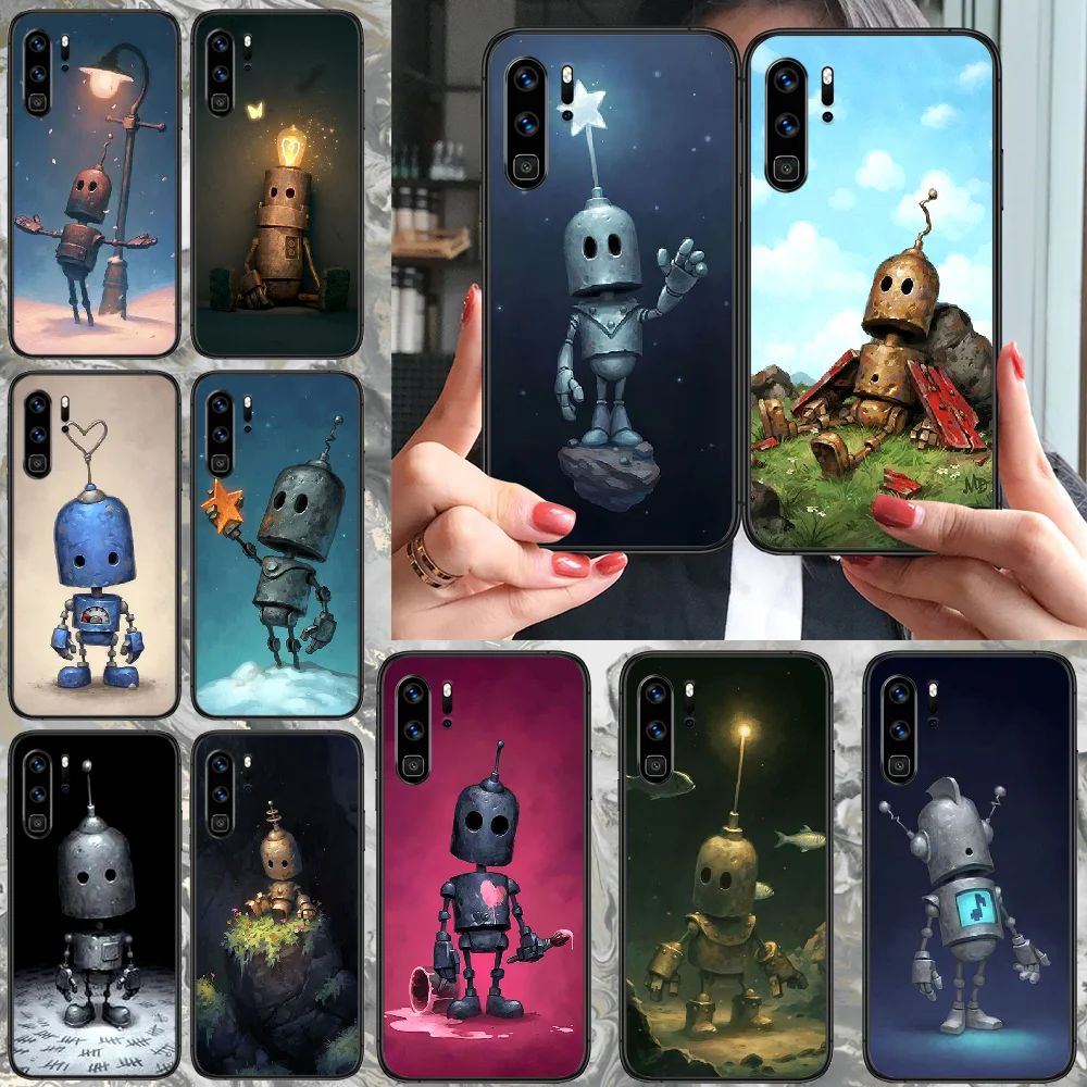 Чехол для телефона illustrator MD Matt Dixon Robot Huawei P Mate Smart 10 20 30 40 Lite Z 2019 Pro черный