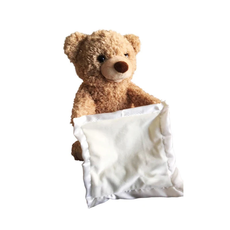 

30cm cute bear doll peekaboo play games electric sing cartoon song plush stuffed animal toy birthday gift to children