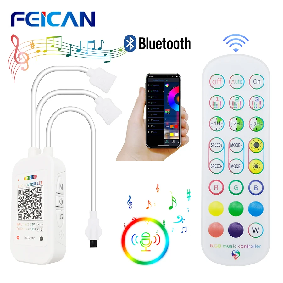 RGB-управление 5-24 в пост. Тока Bluetooth/дистанционное управление светодиодной лентой