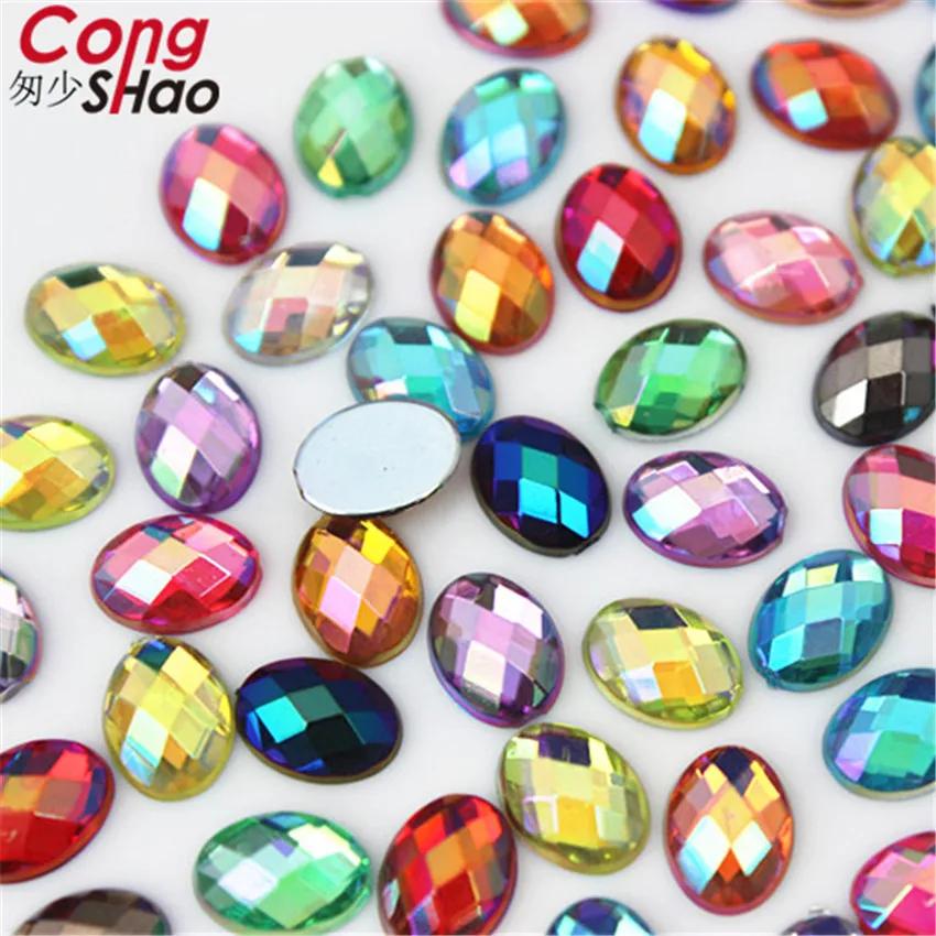 100pcs 6*8mm Oval 3D Nail Art Stones flatback AB crystals Acrylic Rhinestone trim phone DIY not hotfix Face Decoration WC467 | Дом и сад