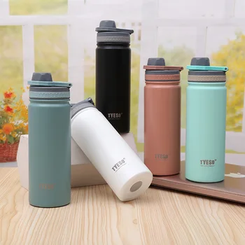 

530ml Outdoor Travelling Thermos Cup Wide Mouth Flexable Handgrip Cap Coffee Water Mug Double Wall Water Bottle