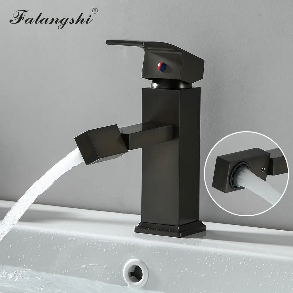 Bathroom Sink Faucet 360 Swivel Spout Deck Mounted Single Hanlde Hot And Cold Basin Sink Mixer Tap Black Faucet WB1077